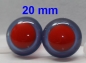 Preview: 1 Paar Sicherheitsaugen rote Pupille Iris Lightblue metallic