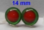 Preview: 1 Paar Sicherheitsaugen rote Pupille Iris Goldgreen metallic