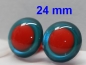 Preview: 1 Paar Sicherheitsaugen rote Pupille Iris Aquagreen metallic
