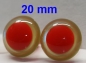 Preview: 1 Paar Sicherheitsaugen rote Pupille Iris Fluoyellow metallic