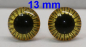 Preview: Sicherheitsaugen transparent durchgefärbt gelb Owl-Cut 13 mm