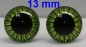 Preview: 1 Paar Sicherheitsaugen Owl-Cut transparent durchgefärbt grün