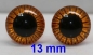 Preview: 1 Paar Sicherheitsaugen Owl-Cut transparent durchgefärbt orange