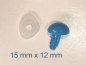 Preview: Sicherheitsnase dreieckig hart blau glänzend mit Sicherheitsscheibe 15 mm 2