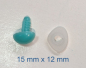 Preview: Sicherheitsnase dreieckig hart türkisgrün mit Sicherheitsscheibe 15 mm 2