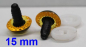 Preview: Sicherheitsaugen transparent durchgefärbt gelb Owl-Cut 15 mm 2