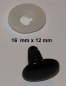 Preview: Sicherheitsnase 16 mm x 12 mm flach oval hart schwarz glänzend mit Sicherheitsscheibe