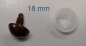 Preview: Sicherheitsnase dreieckig hart braun glänzend mit Sicherheitsscheibe 18 mm 2