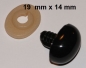 Preview: Sicherheitsnase 19 mm x 14 mm oval hart schwarz glänzend mit Sicherheitsscheibe