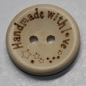 Preview: 1 Knopf aus Holz 20 mm "Handmade with love"Sterne