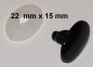 Preview: Sicherheitsnase 22 mm x 15 mm oval hart schwarz glänzend mit Sicherheitsscheibe