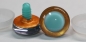 Preview: 1 Paar Sicherheitsaugen trapezoid orange gelb Prisma Color 25 mm türkise Pupille