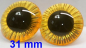 Preview: Sicherheitsaugen transparent durchgefärbt gelb Owl-Cut 31 mm