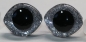 Preview: 1 Paar Sicherheitsaugen geschwungen transparent durchgefärbt klar mit Glitter silber 23 mm x 20 mm