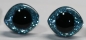 Preview: 1 Paar Sicherheitsaugen geschwungen transparent durchgefärbt klar mit Glitter hellblau 23 mm x 20 mm