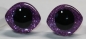 Preview: 1 Paar Sicherheitsaugen geschwungen transparent durchgefärbt klar mit Glitter violett 23 mm x 20 mm