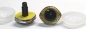 Preview: 1 Paar Sicherheitsaugen geschwungen transparent durchgefärbt klar mit Glitter gold 23 mm x 20 mm
