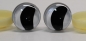 Preview: 1 Paar Sicherheitsaugen trapezoid 25 mm weiß metallic gebogene Pupille Schaf Mond