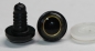 Preview: 1 Paar 17 mm Sicherheitsaugen Kunststoff mit Glas gold dunkel schwarz ovale Pupille