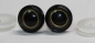 Preview: 1 Paar 17 mm Sicherheitsaugen Kunststoff mit Glas gold schwarz ovale Pupille