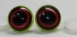 Preview: 1 Paar 22 mm Sicherheitsaugen Kunststoff mit Glas rot schwarz ovale Pupille