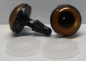 Preview: 1 Paar Sicherheitsaugen 14 mm mittelgroße runde Pupillen kupfergold schimmernd verschiedenfarbige Iris