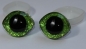 Preview: 1 Paar Sicherheitsaugen geschwungen transparent durchgefärbt grün mit Glitter 28 mm x 23 mm