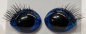 Preview: Sicherheitsaugen Glitter blau mit Wimpern 16 mm x 21 mm