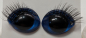 Preview: Sicherheitsaugen Blau metallic mit Wimpern 16 mm x 21 mm