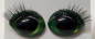 Preview: Sicherheitsaugen Goldgrün metallic mit Wimpern 16 mm x 21 mm