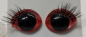 Preview: Sicherheitsaugen Rot metallic mit Wimpern 16 mm x 21 mm