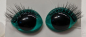 Preview: Sicherheitsaugen Saftgrün mit Wimpern 16 mm x 21 mm