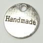 Preview: 1 Button aus Metall "handmade" silberfarben ca. 14 mm zum Annähen