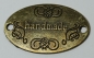Preview: 1 Button aus Metall "handmade" bronzefarben ca. 31 mm x 19 mm zum Annähen