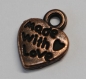 Preview: 1 Button aus Metall "made with love" kupferfarben ca. 12 mm x 10 mm zum Annähen
