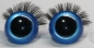 Preview: 1 Paar Sicherheitsaugen 30 mm Blau metallic mit Wimpern