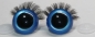 Preview: 1 Paar Sicherheitsaugen 30 mm Blau metallic mit Wimpern
