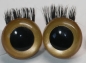 Preview: 1 Paar Sicherheitsaugen 24 mm Gold metallic mit Wimpern