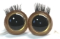 Preview: 1 Paar Sicherheitsaugen 26 mm Gold metallic mit Wimpern