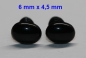 Preview: 1 Paar 6 mm x 4,5 mm Sicherheitsaugen Knopfaugen schwarz oval