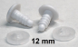 Preview: 1 Paar Sicherheitsaugen 12 mm Knopfaugen weiß durchgefärbt rund