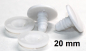 Preview: 1 Paar Sicherheitsaugen 20 mm Knopfaugen weiß durchgefärbt rund