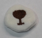 Preview: 1 Mund cremeweiß mit brauner Stickerei zum Annähen ca. 4 cm x 3,5 cm aus Stoff