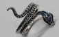 Preview: Ring Schlange silbern blaue Steine