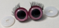 Preview: 1 Paar Sicherheitsaugen 18 mm Rosa metallic mit Wimpern