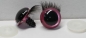 Preview: 1 Paar Sicherheitsaugen 21 mm Rosa metallic mit Wimpern