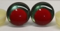 Preview: 1 Paar Sicherheitsaugen trapezoid 30 mm grün metallic rote Pupille Schielaugen