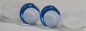 Preview: 1 Paar Sicherheitsaugen trapezoid 14 mm blau metallic weiße Pupille Schielaugen