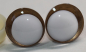Preview: 1 Paar Sicherheitsaugen trapezoid 16 mm braun metallic weiße Pupille Schielaugen