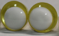 Preview: 1 Paar Sicherheitsaugen trapezoid 16 mm gelb metallic weiße Pupille Schielaugen